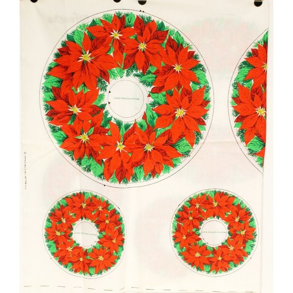 VTG Spring Mills Patten 470 Christmas Holiday Poinsettia Wreath Fabric Cut & Sew - Picture 4 of 6